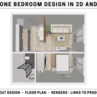 1x Bedroom House/ Apartment Design in 2D and 3D