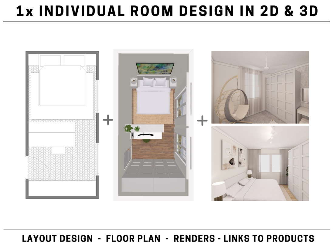 1x Individual Room Design in 2D & 3D – Digital Interiors