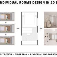 3x Individual Room Design in 2D & 3D