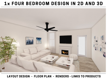 4x Bedroom House/ Apartment Design in 2D and 3D