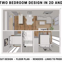2x Bedroom House/ Apartment  Interior Design in 2D and 3D
